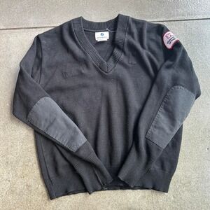 Vintage 90s Army Corps of Engineers Men's XL Elbow Patch V Neck Knit Sweater